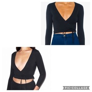 NEVER WORN American Apparel Size XS Black Wrap Top
